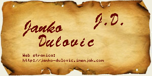 Janko Dulović vizit kartica